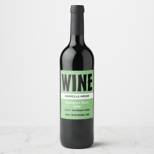 Étiquette Pour Bouteilles De Vin Moderne Gras, Bar à Vin/Cave à Vin (Devant)