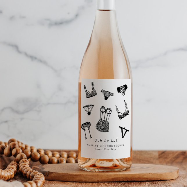 Étiquette Pour Bouteilles De Vin Moderne lingerie de mariage en écriture pinceau (Créateur téléchargé)