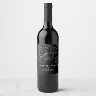Étiquette Pour Bouteilles De Vin Moderne Mariage Fleur de Daisy Bohème Noir et Blan