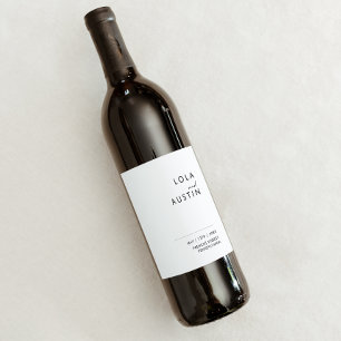 Étiquette Pour Bouteilles De Vin Moderne minimaliste Étiquette de vin Mariage