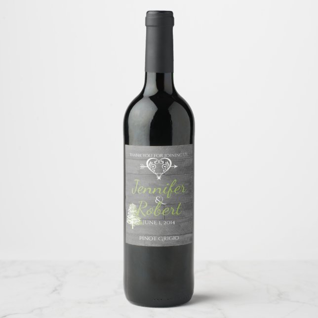 Étiquette Pour Bouteilles De Vin Moderne Rustique Grange Mariage Vin Étiquette (Devant)