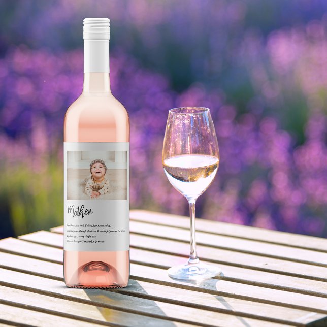 Étiquette Pour Bouteilles De Vin Moderne Simple Meilleure Mère Jamais Meilleure Bea (Créateur téléchargé)
