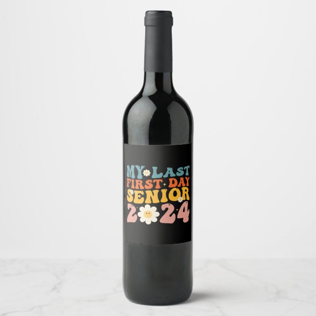 Étiquette Pour Bouteilles De Vin Mon dernier premier jour Classe terminale de 2024 (Devant)