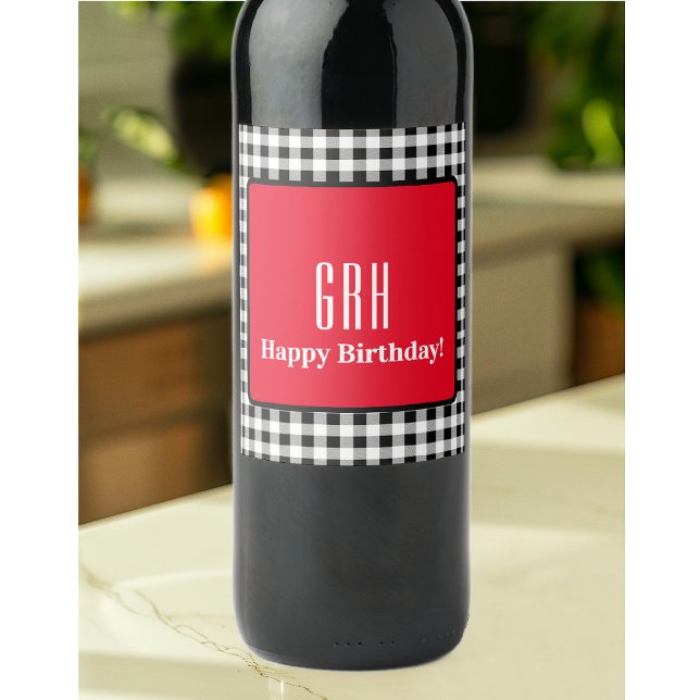 Étiquette Pour Bouteilles De Vin Monogram Birthday, Vérification de Buffalo à accen (Créateur téléchargé)