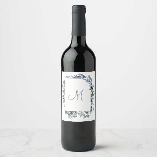 Étiquette Pour Bouteilles De Vin Monogramme botanique (Devant)
