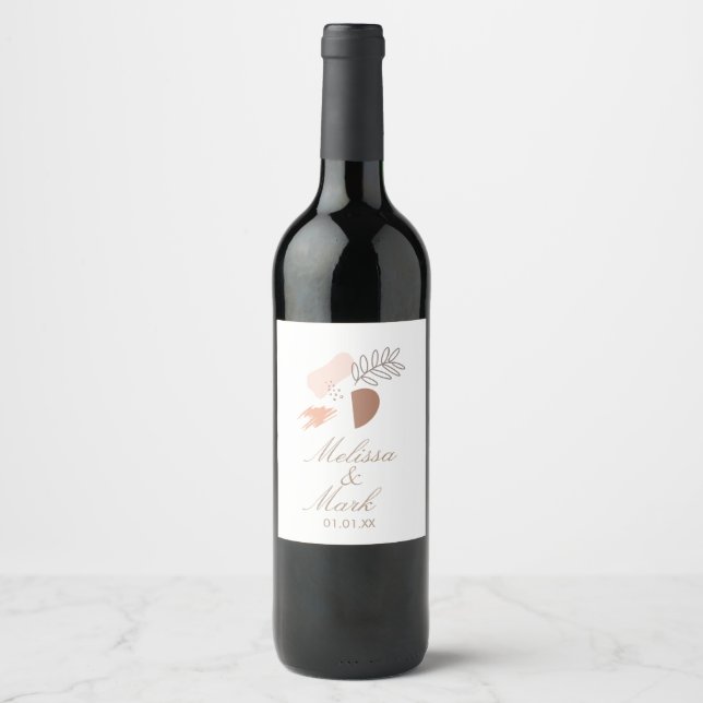 Étiquette Pour Bouteilles De Vin Monogramme botanique géométrique minimal (Devant)