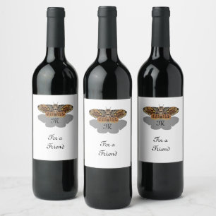 Étiquette Pour Bouteilles De Vin Monogramme de Brahmin Moth