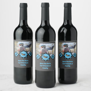 Étiquette Pour Bouteilles De Vin Monogramme de canard à bois adorable Photo
