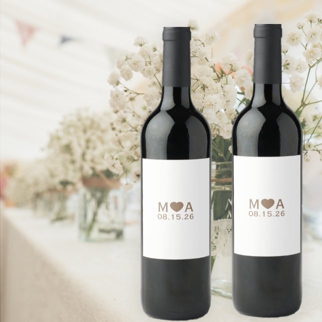 Étiquette Pour Bouteilles De Vin Monogramme de couple mariage (Créateur téléchargé)