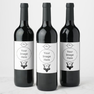 Étiquette Pour Bouteilles De Vin Monogramme de la silhouette de l'antilope sombre