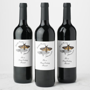 Étiquette Pour Bouteilles De Vin Monogramme de tête de faucon de la mort