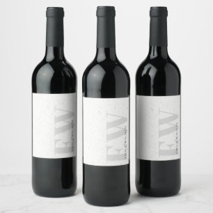 Étiquette Pour Bouteilles De Vin Monogramme élégant simple en pierre de terrazzo gr