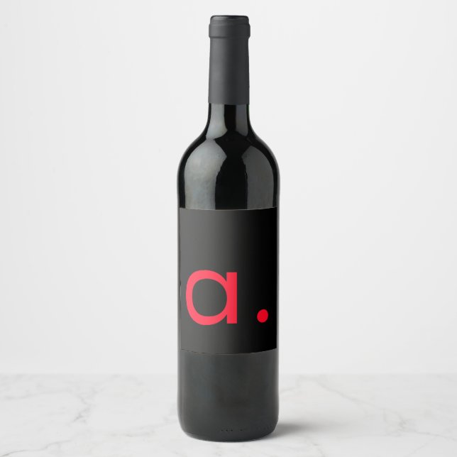 Étiquette Pour Bouteilles De Vin Monogramme initiale lettre rouge noir moderne simp (Devant)
