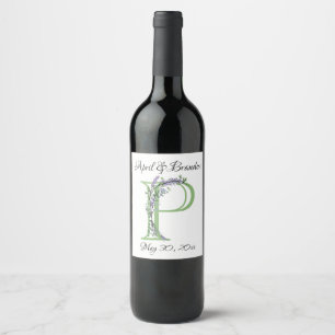Étiquette Pour Bouteilles De Vin Monogramme P Lavande Eucalyptus