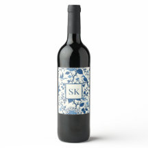 Monogramme personnalisé Chinoiserie Bleu et blanc