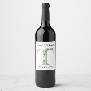 Étiquette Pour Bouteilles De Vin Monogramme T Lavande Eucalyptus