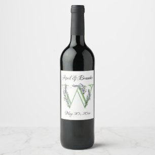 Étiquette Pour Bouteilles De Vin Monogramme W Lavender Eucalyptus