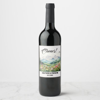 Étiquette Pour Bouteilles De Vin Montagne et Fleur sauvage