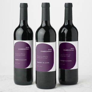 Étiquette Pour Bouteilles De Vin Moody moderne foncé géométrique Solide violet Mari