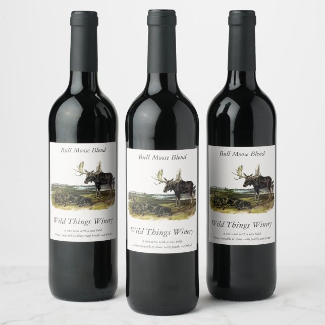 Étiquette Pour Bouteilles De Vin Moose Deer (Moose - Alces alces) par Audubon (Bouteilles)