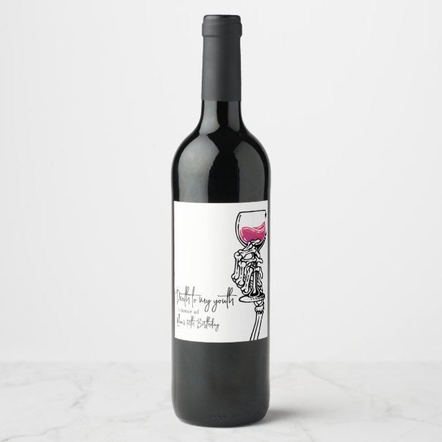 Étiquette Pour Bouteilles De Vin Mort à ma jeunesse (Devant)