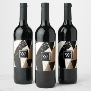 Étiquette Pour Bouteilles De Vin Mosaïque géométrique de marbre