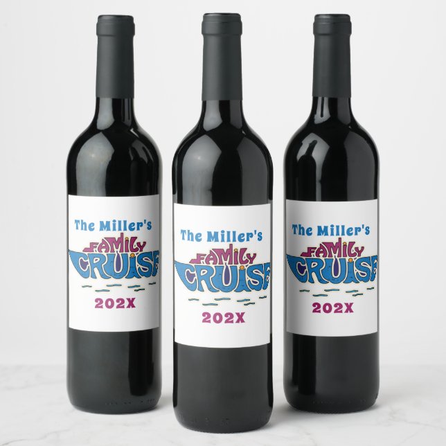 Étiquette Pour Bouteilles De Vin Mot de croisière en famille (Bouteilles)