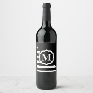 Étiquette Pour Bouteilles De Vin Motif Abstrait noir et blanc