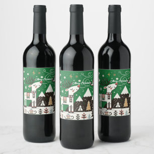 Étiquette Pour Bouteilles De Vin Motif amusant de renne nordique