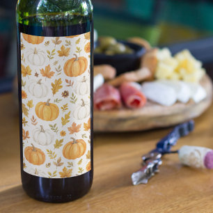 Étiquette Pour Bouteilles De Vin Motif Citrouille mignon Thanksgiving