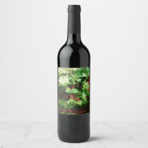 Étiquette Pour Bouteilles De Vin motif d'art cool de fleurs vert rouge. Nature