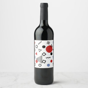 Étiquette Pour Bouteilles De Vin Motif de design Retro Memphis