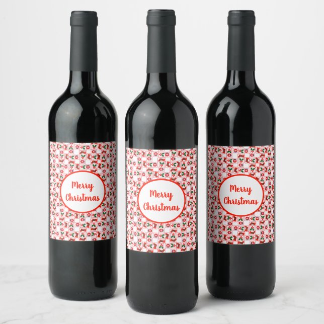 Étiquette Pour Bouteilles De Vin Motif de Noël festif (Bouteilles)