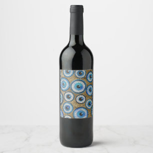 Étiquette Pour Bouteilles De Vin Motif en mosaïque de l'oeil maléfique