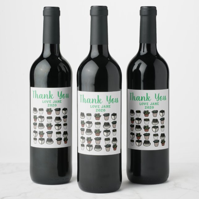 Étiquette Pour Bouteilles De Vin Motif funky plante Cactus (Bouteilles)