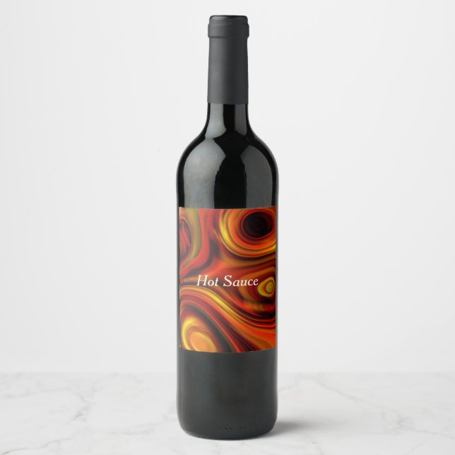 Étiquette Pour Bouteilles De Vin Motif orange et jaune (Devant)