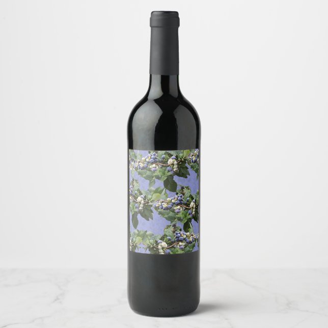 Étiquette Pour Bouteilles De Vin Motif personnalisable de vigne de myrtille personn (Devant)