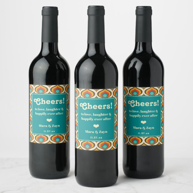 Étiquette Pour Bouteilles De Vin Motif rétro chic Boho (Bouteilles)