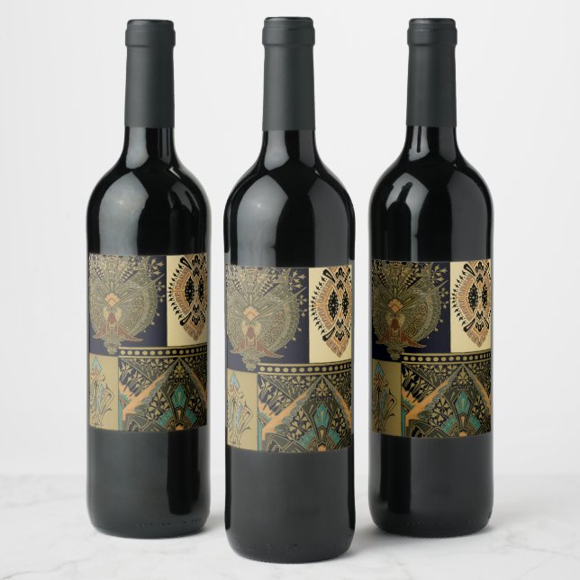 Étiquette Pour Bouteilles De Vin Motif textile Art nouveau Christopher (Bouteilles)