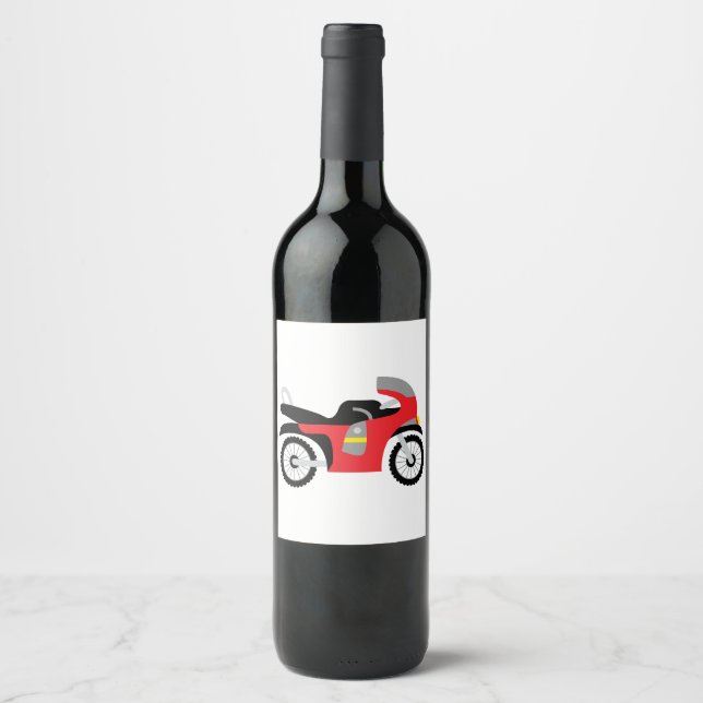 Étiquette Pour Bouteilles De Vin Moto rouge (Devant)
