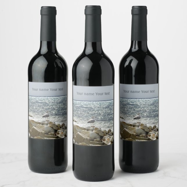 Étiquette Pour Bouteilles De Vin Mouette et mer (Bouteilles)