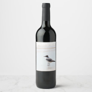 Étiquette Pour Bouteilles De Vin Mouette sur la plage classique