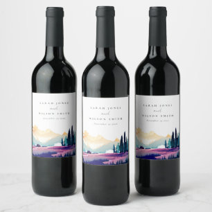 Étiquette Pour Bouteilles De Vin Mountain Country Lilac Fields Mariage paysager