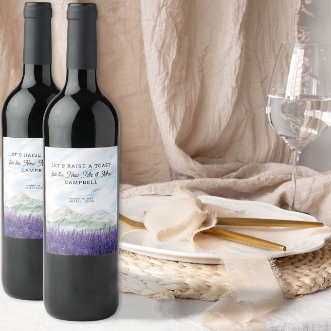 Étiquette Pour Bouteilles De Vin Mountain Lavender Landscape Nouveau M & Mme (Wine bottle labels for the New Mr & Mrs from my Mountain Lavender Wedding Collection)