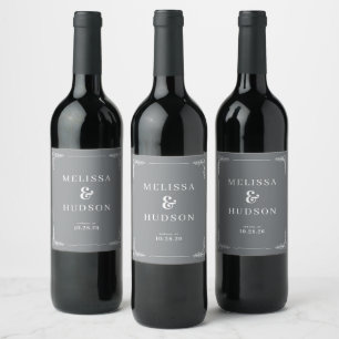 Étiquette Pour Bouteilles De Vin Mouvements Élégants de Vigne Grise