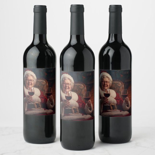 Étiquette Pour Bouteilles De Vin Mrs Claus Wine Bottle Label (Bouteilles)