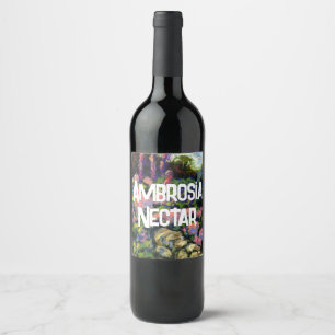 Étiquette Pour Bouteilles De Vin Mur de pierre et fleurs Nectar d'Ambrosia