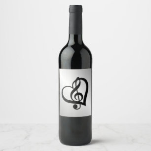 Étiquette Pour Bouteilles De Vin Music G Heart on Silver