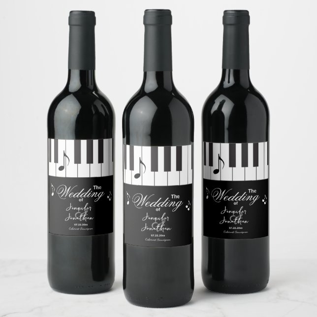 Étiquette Pour Bouteilles De Vin Musiciens créatifs Piano Keys Mariage (Bouteilles)