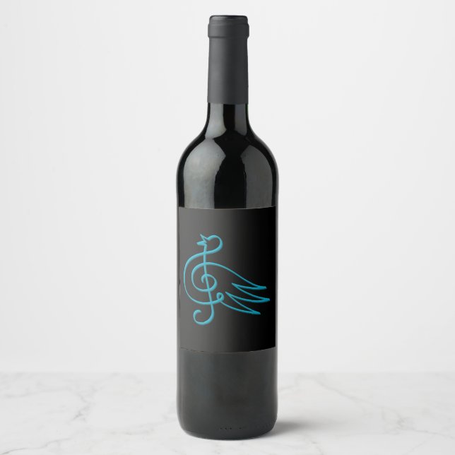 Étiquette Pour Bouteilles De Vin Musique des oiseaux bleus (Devant)